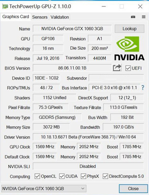 PCWINMAX GTX 1060 3GB 5GB 6GB 192bit Gaming 1556 / 1797MHz