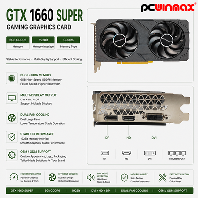 Tarjeta gráfica PCWINMAX GeForce GTX 1660 Super, 6GB GDDR6 para juegos de PC, GPU de 192 bits, tarjeta de video PCIe 3.0 x16, tarjetas de juego 1660S