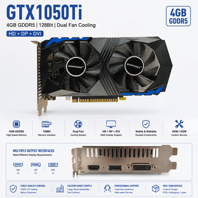 PCWINMAX Por mayor GTX 1050 Ti 4GB Tarjeta gráfica de 128 bits GDDR5 GPU de baja potencia con salida HD DP DVI para escritorio