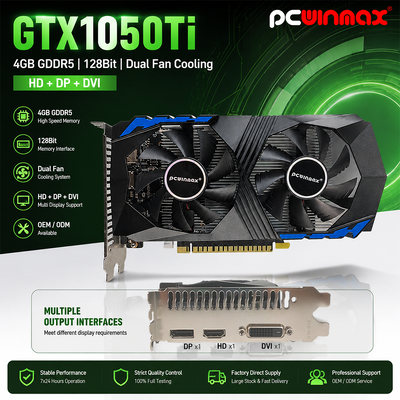 PCWINMAX Geforce GTX 1050 Ti 4GB GDDR5 Tarjeta gráfica de juego de 128 bits con salida HD OEM/ODM en stock para computadora de escritorio